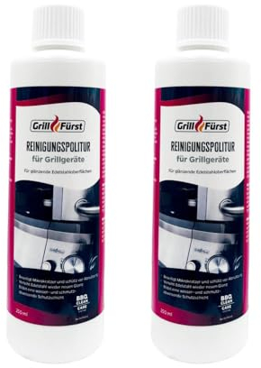Grillfürst Reinigungspolitur für Grillgeräte, 2 x 250 ml - Spezial-Politur für strahlenden Glanz und Abperleffekt
