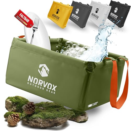 NORVOX Outdoor Faltschüssel - 15L oder 20L – faltbare Schüssel - Universell als Camping Spülschüssel, Waschschüssel, Spülwanne zum Abwaschen oder als faltbarer Eimer