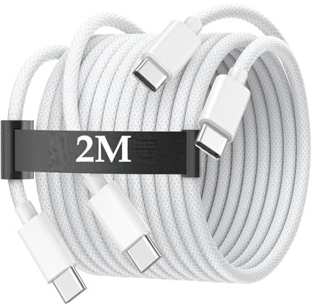 CREHAO USB C to USB-C Fast Charging Cable for iPhone 16,60W Braided USBC iPhone 16 Fast Charging Cable,2Pack 6ft Type C Fast Charger Cord for iPhone 16/Pro/Pro Max/15 Galaxy Pixel iPad