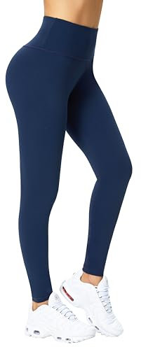 Enjoyoga Leggings Damen High Waist [mit Innentasche] -Blickdicht Sporthose Laufhose für Sport Yoga Gym -05(S-M, Blau)