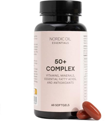 Multi Complex 50+, All-in-One with Omega 3, Vitamin D3 K2, Vitamin B12, Vitamin C, Zinc & More, Developed Specially for People Over 50, 60 Softgel Capsules Nordic Oil