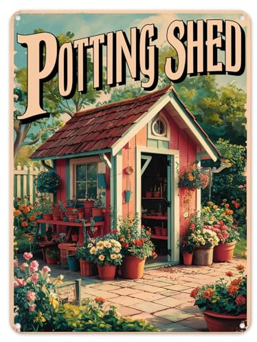 Shopagift Potting Shed Garden Flowers Metal Poster Wall Tin Sign Man Cave Shed Bar Bedroom Home Kitchen - A5