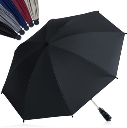 Fillikid Sonnenschirm Style im XL Format Ø72cm mit UV-Schutz 50+ Schirm universal für Kinderwagen und Buggys (Obsidian)