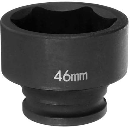QUARKZMAN Douille à Choc 6 Points 46mm Douille Métrique 1/2 Entraînement Carré 2 (50mm) Long Douilles Hexagonales pour Écrous d'Axe de Broche en Acier Cr-Mo Phosphaté, Noir