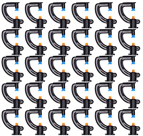 Xyntor G Type Refraction Sprinkler Nozzles 30Pcs | 1.8M Mist Spray for Garden Greenhouse Irrigation | Water Saving Misting Nozzle Heads for Hose/Lawn/Vegetable Patches