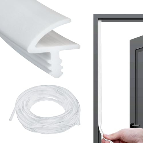 Türrahmendichtung für Schalldämmung, weiße Türdichtung für 3mm Nut und 11mm Falz, Zugluftstopper für Türrahmen Fenster, Schalldichte Isolierung, Kollision (10M)