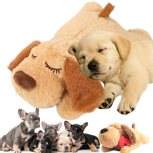 Vgpbphj Beruhigendes Herzschlag-Kuscheltier für Haustiere – Angstlindernd & Stressabbauend, Kuschelherz Hundespielzeug, Heartbeat Welpen Stofftier mit Herzschlag und Atmung (no Heartbeat)