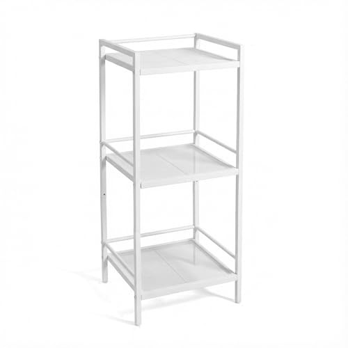 Garvee 3-stufiges Küchenregal aus Metall, freistehendes Standregal in Weiß, platzsparendes Aufbewahrungsregal für Küche, Bad und Büro – 39x30x87cm – robuster Metallrahmen