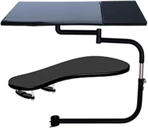 Ergonomic Full Mot Chair Clamp with Keyboard Holder Laptop Desk Square Mouse Pad & Elbow Wrist Support - Black Arm Clamp for Comfort & Efficiency