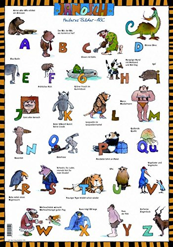 Poster HEITERES BILDER - ABC von Janosch 48x68 - Lernen Lernhilfe Hilfe Kinder Schule Bild Neu