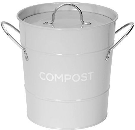 All-Green - Cubo para compost, de metal, para la cocina, color gris claro