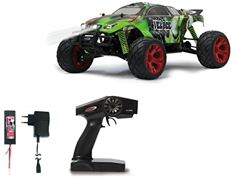 JAMARA Veloce Monstertruck 1:10 BL 4WD Lipo 2,4G LED - Allrad, Brushless, Akku, 65Kmh, Aluchassis, spritzwasserfest, Öldruckstoßdämpfer, Kugellager, Fahrwerk einstellbar, fahrfertig