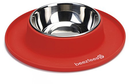 Beeztees 650648 Napf Silikon Edelstahl, 24 x 4.5 cm, rot