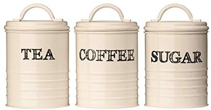 Premier Housewares Croquis Thé/Café/Sucre – Crème, Lot de 3