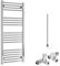Bray Straight Dual Fuel Heated Towel Rail/Warmer/Radiator, Chrome. Round Tube, High Output, For Bathroom, Kitchen, 1200 x 500