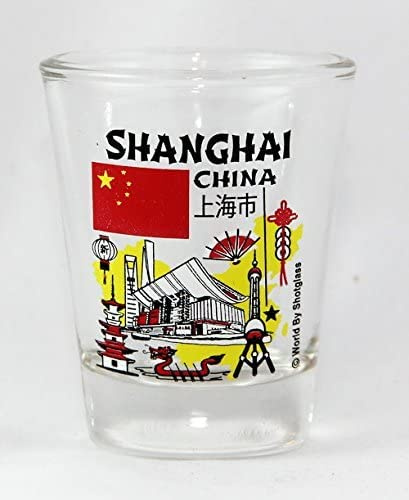 Shanghai China Landmarks and Icons Collage Shot Glass by World By Shotglass