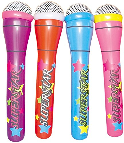 4 Mega Mikrofon aufblasbar 1 m lang Superstar Mikro f. Musiker + Luft Band