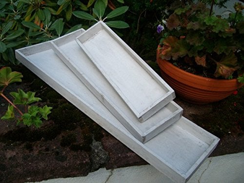 Dekoratives Tablett-Set, (3 Stück) Holz, grau-beige 60 x 15 cm