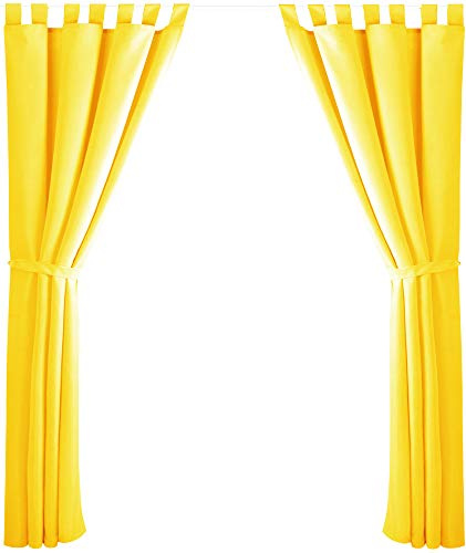 Bestlivings 4er Set Dekoschal mit Schlaufe, inkl. Raffhalter & Haken, gelb in 140x225 cm