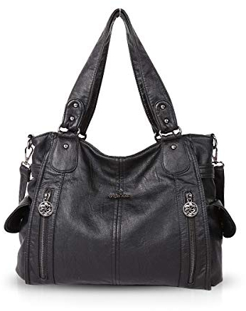 NICOLE & DORIS Femme Sacs à bandoulière Grandes Poches Sacs à Main portés Main en PU Cuir Souple Femme Cabas Sac D'épaule Noir