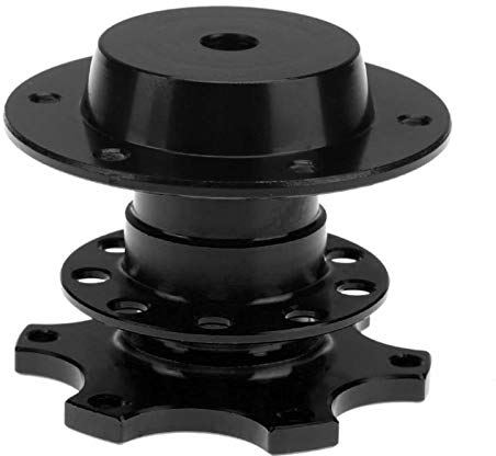FireAngels Universal Steering Wheel Snap Off Quick Release Hub Adapter Boss Kit With 6-hole Steering Wheel Hub (Black)