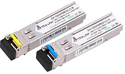 Extralink Modulo SFP WDM Singlemode 1,25G LC 1310/1550nm fino a 20km – Compatibile con Ubiquiti UniFi Netgear Cisco TP-Link MikroTik QNAP Zyxel Synology – Ricetrasmettitore Gigabit per Switch e Router