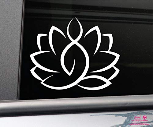 Artstickers Vinyl-Aufkleber für Auto, Fenster, Wand, Computer, Motiv: Lotusblume, Weiß