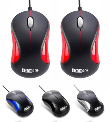SOONGO Laptop Mouse 2 pack, suitable for office and home use with computer laptop desktop Windows 7/8/10/11/XP Vista and Mac Red