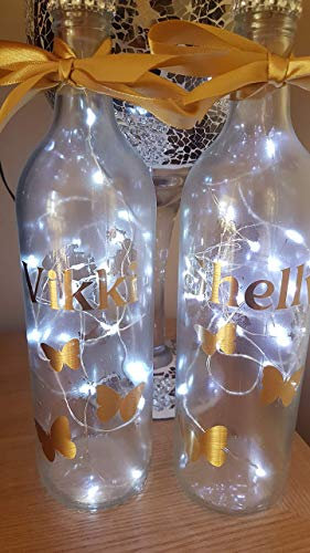 Personalised name/butterfly frosted light up bottle.