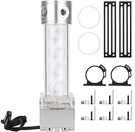 PC Pump Reservoir Combo, Wasserkühlungspumpentank mit 4 Metern Kopf Computerzubehör Unterstützung der PWM-Drehzahlregelung für Wasserkühlungssysteme 800L/H Durchflussrate(Silber)