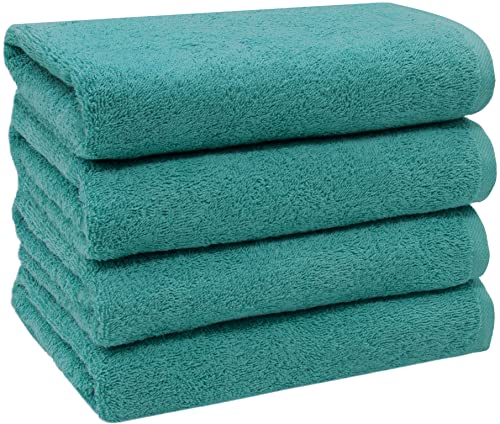 ZOLLNER 4er Set Handtücher - weiche und saugstarke Gästehandtücher - waschbar bis 95°C - Baumwolle - 50x100 cm in türkis