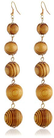 YAZILIND Leopardenmuster Holzball Anhänger Long Drop Dangle Ohrringe Retro Ethnischer Schmuck Damen Geburtstagsgeschenk (# 1)