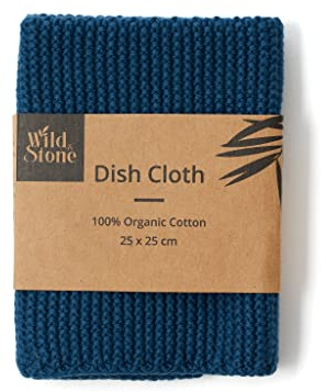 Wild & Stone | Paño de Cocina de Algodón Orgánico | Paño de Cocina Ecológico | Paño de Limpieza Biodegradable y Compostable (Océano)