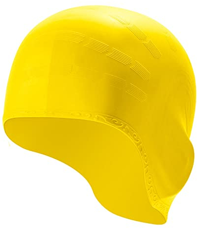 Silikon Badekappen Swimming Caps für Männer Frauen Kinder Erwachsene Unisex Classic Comfortable Bademütze mit 3D Gehörschutz Wasserdicht Trocken halten für Lange und Kurze Haare Outdoor Sport Zubehör