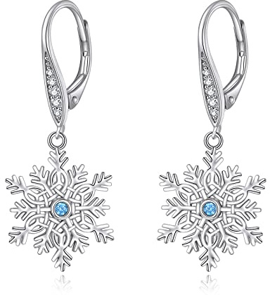 YAFEINI Schneeflocken-Schmuck-Ohrringe, 925er-Sterlingsilber, Schneeflocken-Ohrringe für Frauen und Mädchen, Weihnachtsschmuck, Geschenke