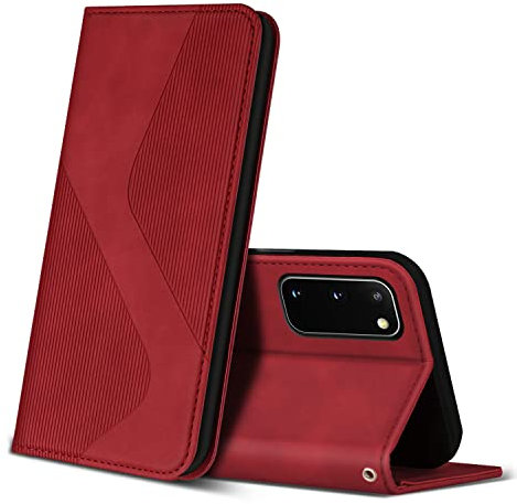 ZONNAVI Funda para Samsung Galaxy S20, Funda Libro de Cuero con Ranura para Tarjeta y Magnético, Wallet Flip Caso Cubierta Case Carcasa para Samsung Galaxy S20 (Rojo)