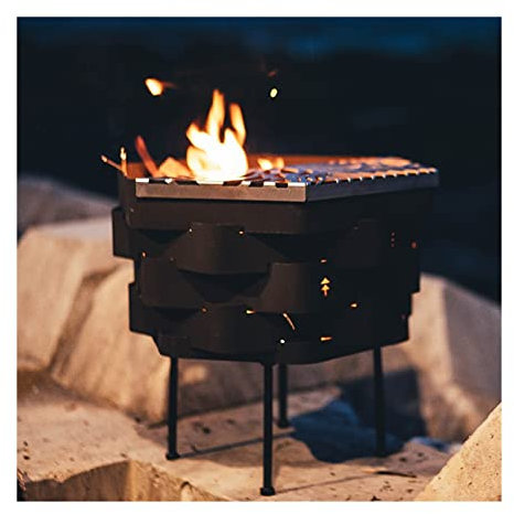 AMOCHO Campingkocher Klappbarer ，Camping Holzofen，Tragbare Feuerstelle ，Holzkocher ，mit Tragen Tasche ，für Garten, Patio, Camping, Grill, Outdoor (Color : Black, Size : L)