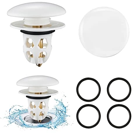 Abflussstopfen Waschbecken 2 Stück,Rückprall Kern Push-Typ Keramik Waschbeckenstöpsel Abfluss Sieb Universal Pop Up Abflusssieb mit Anti Clogging Sieb für Waschbecken Badewanne Küche