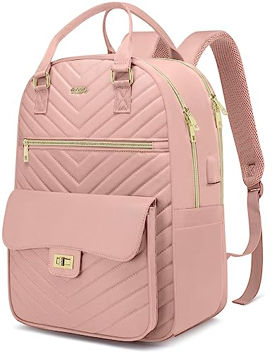 RJEU Schulrucksack Mädchen Teenager,Rucksack Studium Mädchen,Schulranzen Damen mit 15,6 Zoll Laptopfach für Uni Freizeit,Rose