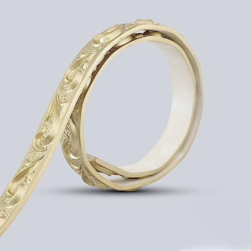 Guest Ruyunlai Tapetenbordüre selbstklebend 10 - Champagnergold 2 x 500 cm zum Aufkleben für Wohnzimmer Küche Badezimmer Abnehmbare Wasserdicht Bodenleiste PVC Dekorative Bordüre