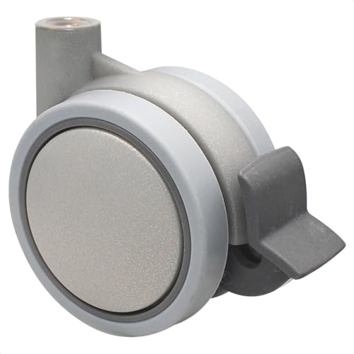WAGNER Design Möbelrolle/Lenkrolle/Doppelrolle - soft - Durchmesser Ø 60 mm, Bauhöhe 70 mm, Feststeller, silber, Tragkraft 50 kg - Made in EU - 01003001