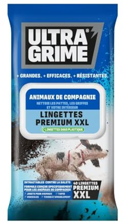 UltraGrime Lingettes Animaux de Compagnie - 40 Grandes Nettoyantes pour Animaux - Nettoyage des Pattes et Toilettage pour Chiens et Chats