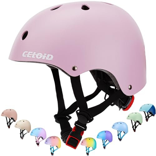 CELOID Kinder Fahrradhelm, Kleinkind Skateboard Helme für Alter 5-8-9 Jahre Jungen Mädchen, verstellbare Multi-Sport Fahrrad Skateboarding Fußball Roller Skating Roller,Light Purple