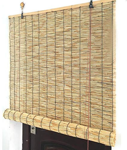 YHKJLYH Tenda a Rullo Vintage, Tende in bambù, Tende in Canna Naturale, Tende filtranti la Luce Anti-UV al 70%, Tende in Paglia Intrecciata a Mano, per Interni/Esterni/Giardino/Finestra Decorativa (