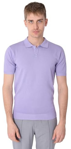 Ciabalù Polo Uomo in Filo in Cotone Slim Fit Elegante Maglia Mezze Maniche Basic (IT, Testo, L, Regular, Regular, Lilla)