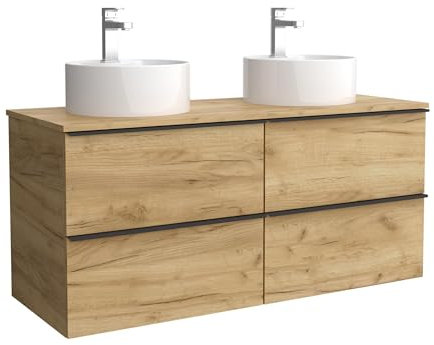 Salgar Mueble de baño Nabua 120 cm Roble con Tirador de pestaña | Lavabo sobre encimera