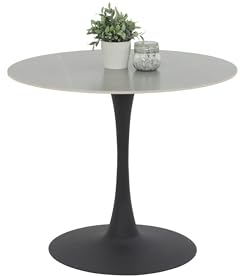 Hela Tische, Esstisch Rund Paola, Dekor Marmoroptik, Steinplatte-Sintered Stone 16mm Matt Grau, Maß Ø90x75cm