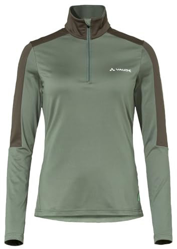VAUDE Damen dünner Fleecepullover Livigno Halfzip II, angenehm warm, schnelltrocknend, atmungsaktiv, Passform: Slim fit, Agave, 42