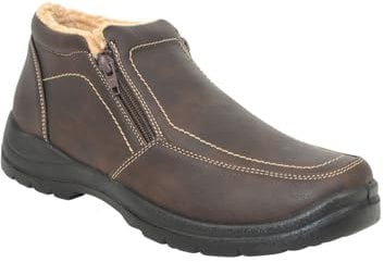 Pegasus Men's Wide Fit Thermal Lined Twin Zip Boots Warm Sherpa-Lined Winter Ankle Boots Brown 8