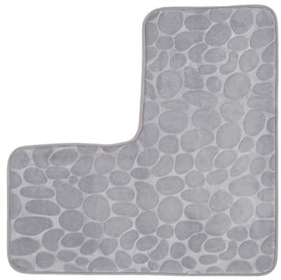 JCZVQPAB Badematte, L-förmige Eck-Badezimmermatte, Memory-Schaum, rutschfest, maschinenwaschbar, saugfähig, Bodenmatte, Duschmatte, Grau, 80 x 80 cm